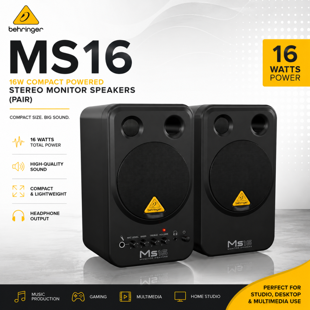 Behringer MS16 – 16W Compact Powered Stereo Monitor Speakers (Pair)