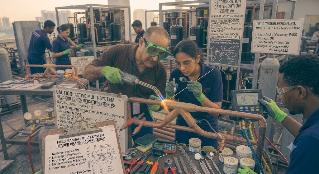 HVAC brazing skills for refrigeration system setup