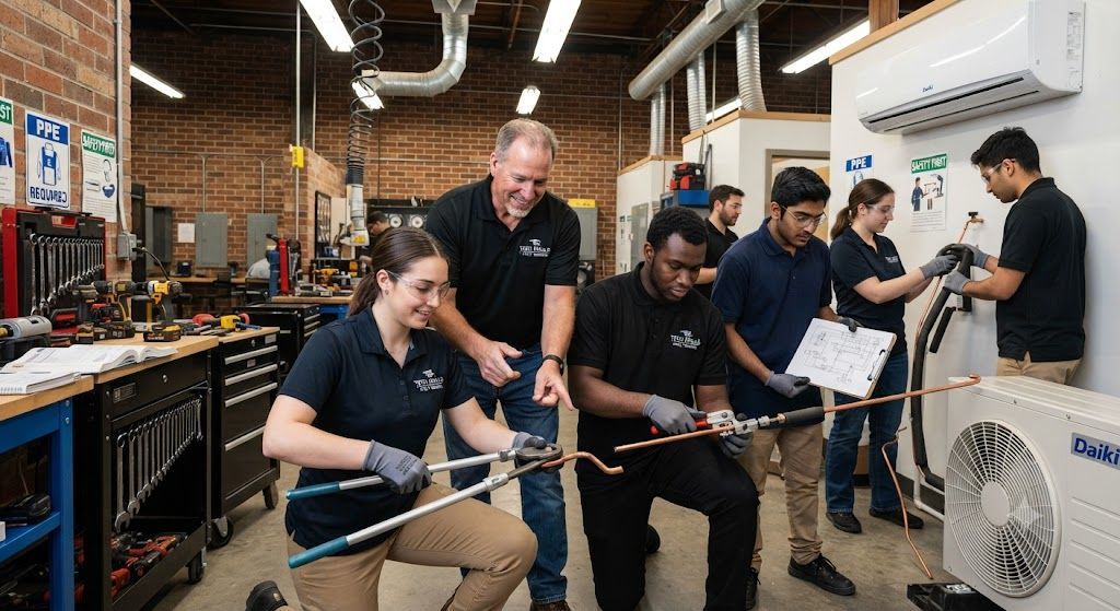 Air conditioning pipe installation training