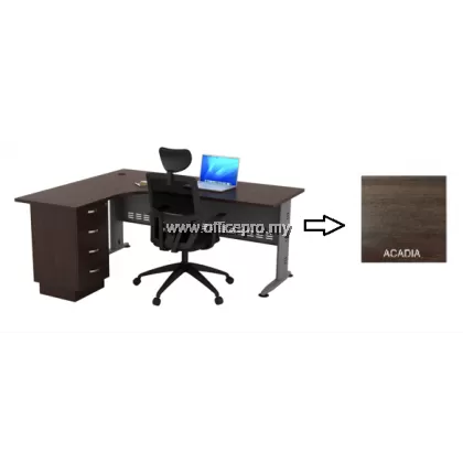 IPQL-4D L-Shape Executive Table With Fixed Pedestal 4 Drawer｜Office Table Putra Perdana