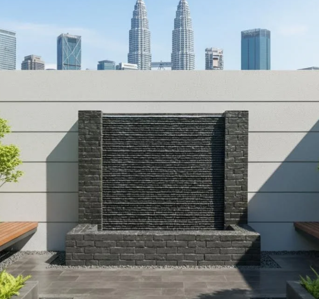 Water Curtain Wall Fountain Manufacturer Malaysia PC1247-52013 马来西亚水幕墙喷泉生产厂家  Landskap Air Terjun Tirai Pembekal Malaysia