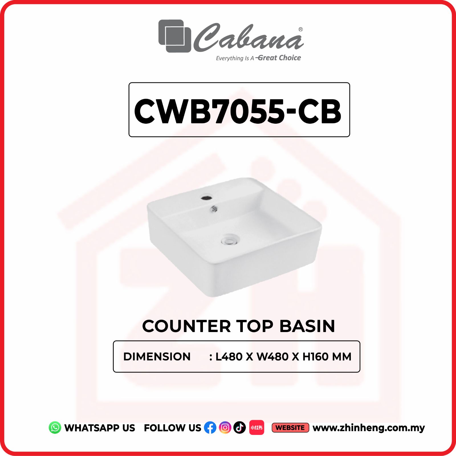 CABANA CWB7055-CB COUNTER TOP BASIN