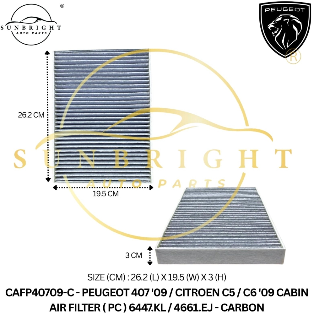 CAFP40709-C - PEUGEOT 407 09' / CITROEN C5 / C6 '09 CABIN AIR FILTER ( CARBON )