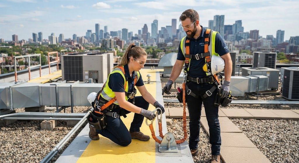 HVAC rooftop fall prevention methods