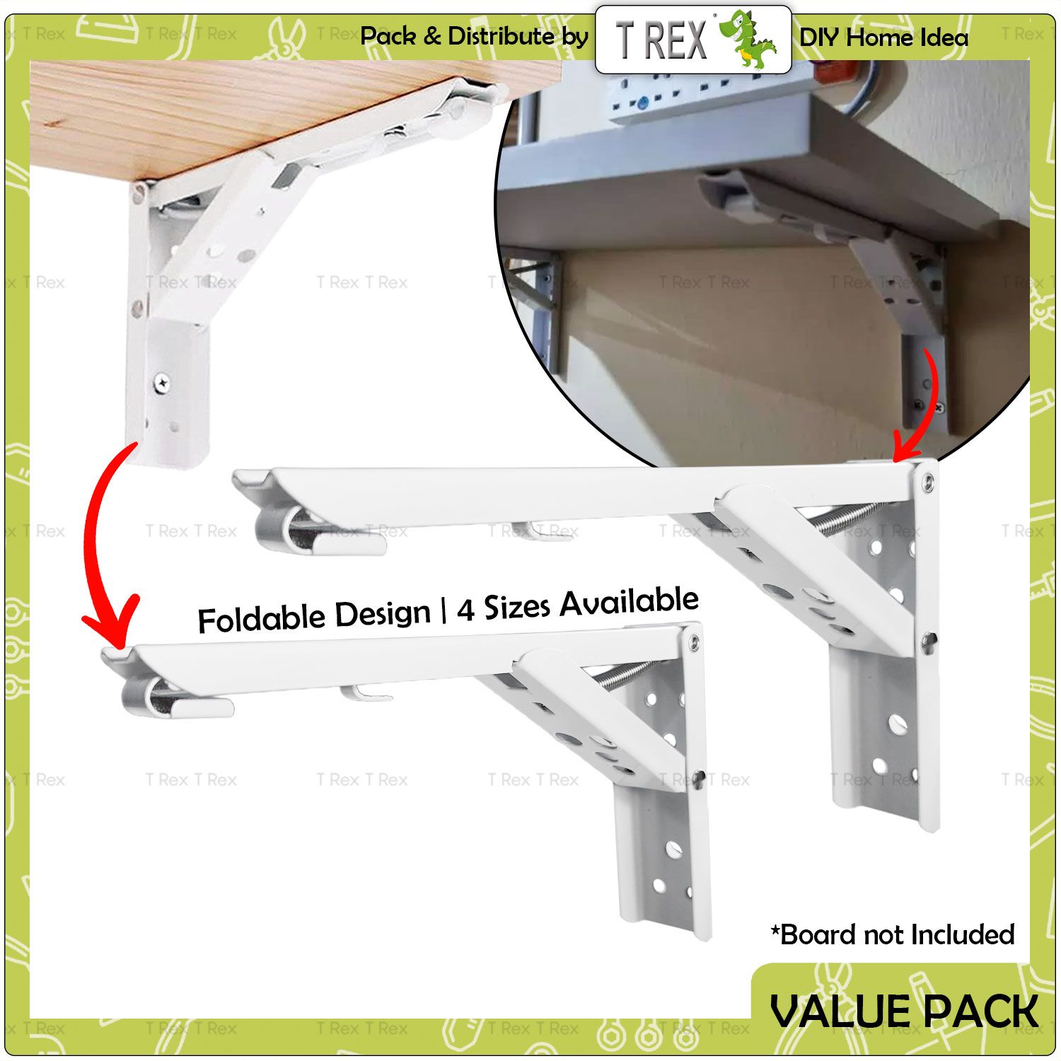 T Rex DIY Foldable Metal Wall Shelf