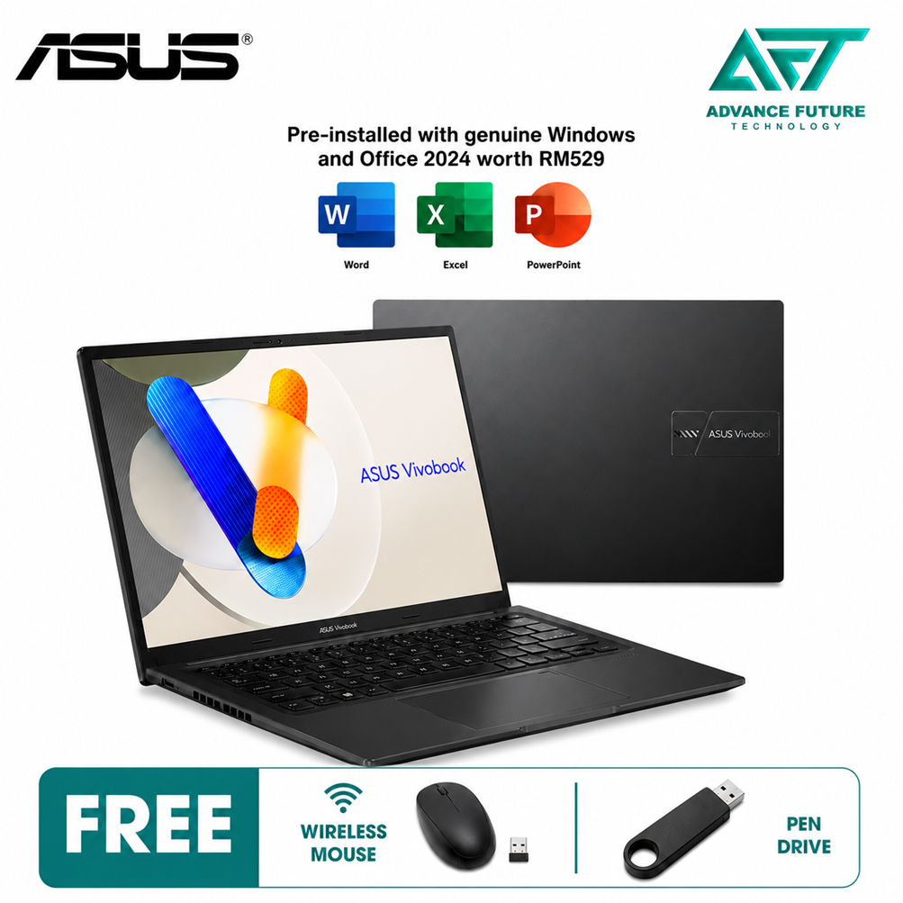 Asus VivoBook 14 M1405N-AQLY150WS 14" WUXGA Laptop Indie Black ( AMD Ryzen 5 150, 16GB, 512GB SSD, ATI, W11, H&S 2024&M365 )