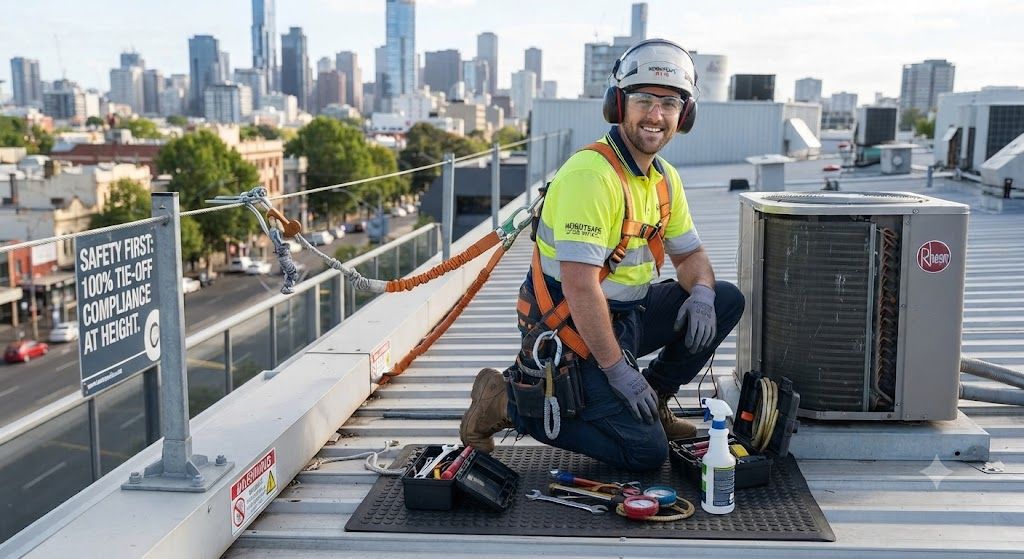HVAC technician PPE compliance for height work