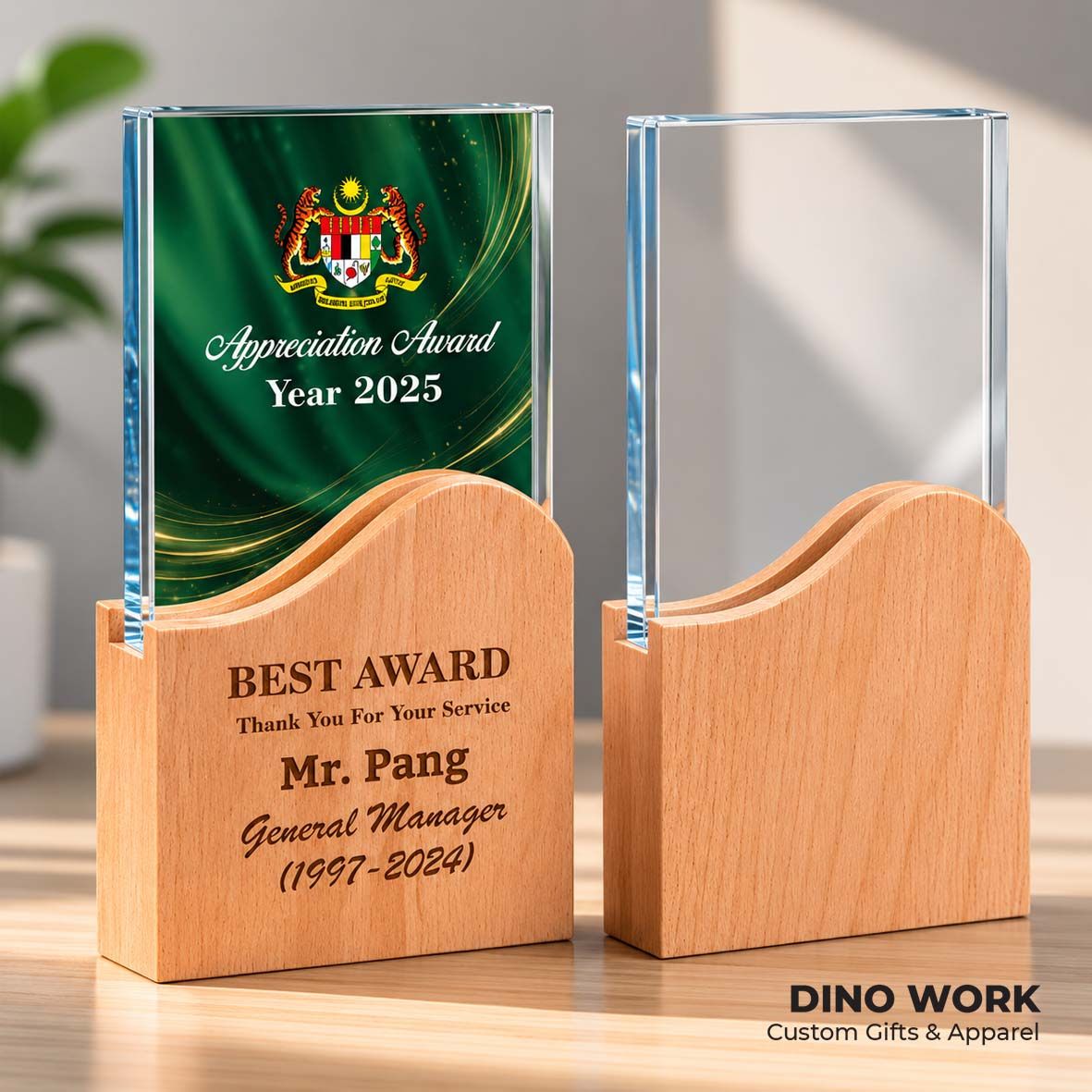 Wooden + Crystal Trophy Award 4970