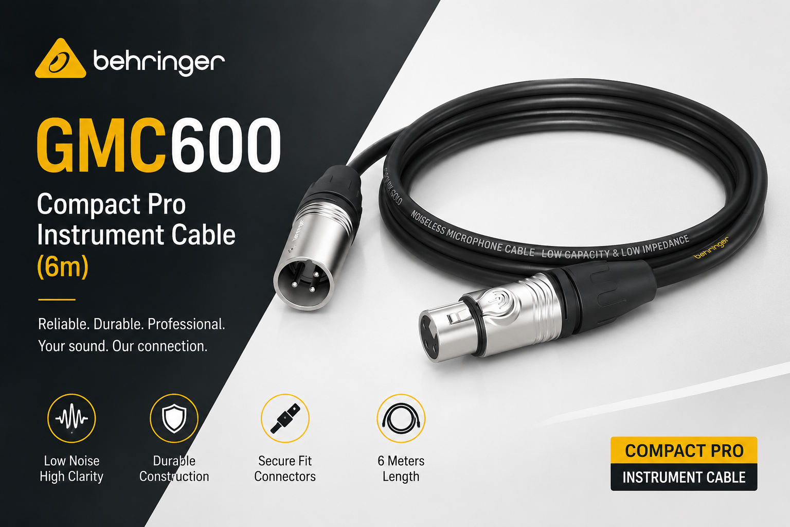 Behringer GMC600 – Compact Pro Instrument Cable (6m)