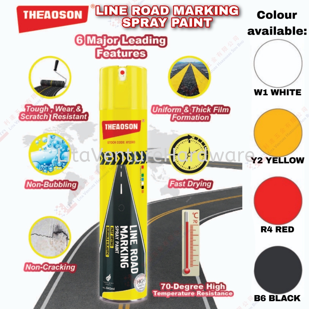 THEAOSON BRAND LINE ROAD MARKING SPRAY PAINT - W1 Y2 R4 B6