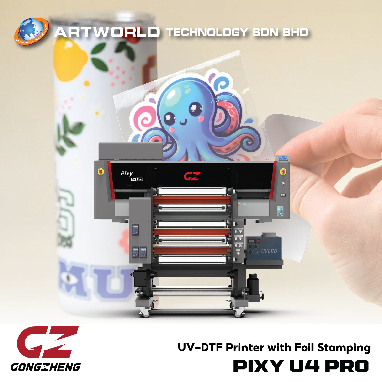 UV Flatbed Inkjet Printer with Foil Stamping GongZheng Pixy 4U Pro
