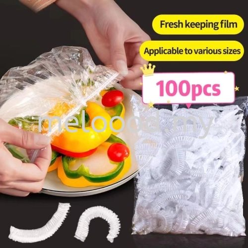 50/100pcs Disposable Fresh Keeping Sleeve Cover Household Food Kitchen PE Plastic Film Food Bowl Cover一次性