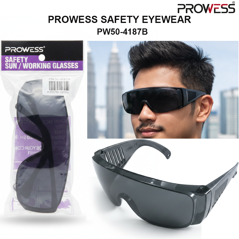 PROWESS SAFETY EYEWEAR | PROTECTIVE SAFETY GLASSES | IMPACT-RESISTANT INDUSTRIAL EYE PROTECTION ( PW50-4187B )
