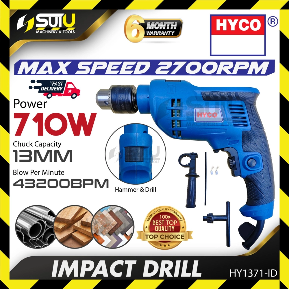 HYCO HY1371-ID / HY1371ID 1/2" (13MM) Heavy Duty Impact Drill / Gerudi Impak 710W