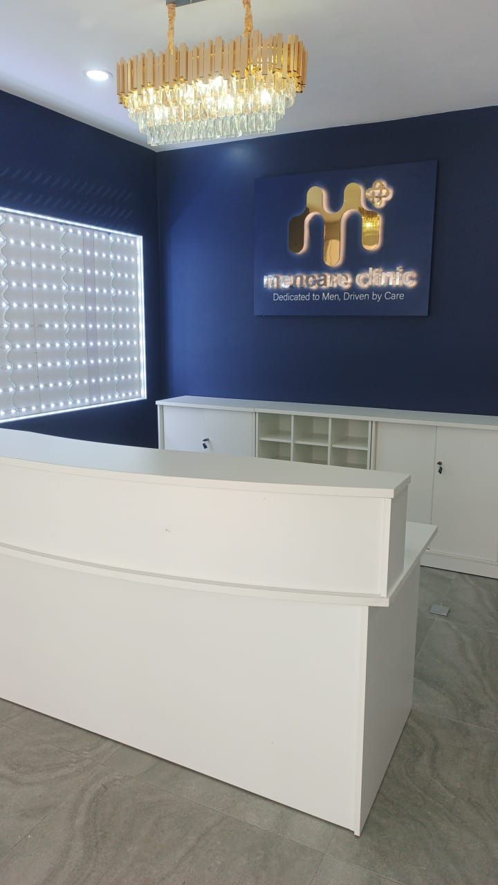 Modern White Reception Counter | Office Reception Desk | Reception Table with Low Storage Cabinet | Clinic Reception Counter Malaysia | Penang, Perak, Kedah, Ipoh, Tapah, Taiping, Bertam, Kepala Batas