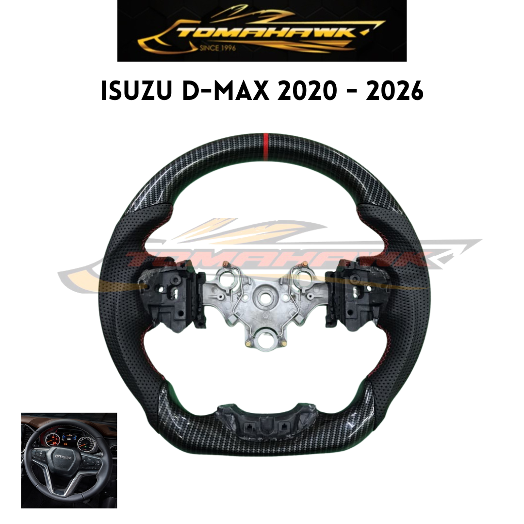 Isuzu D-Max (2020-2026) Water Transfer Carbon & Nappa Leather Sport Flat Bottom Steering Wheel