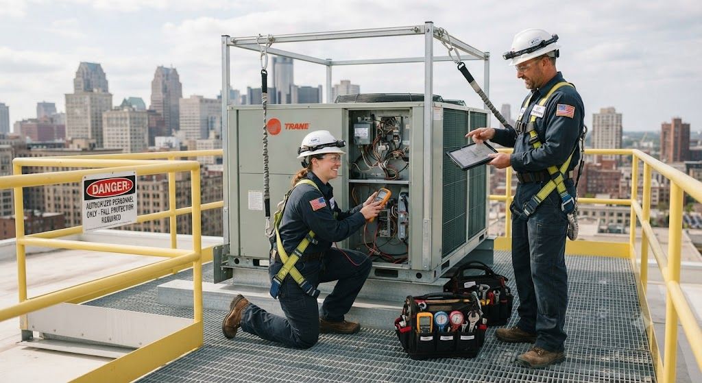 HVAC occupational safety servicing at height guide