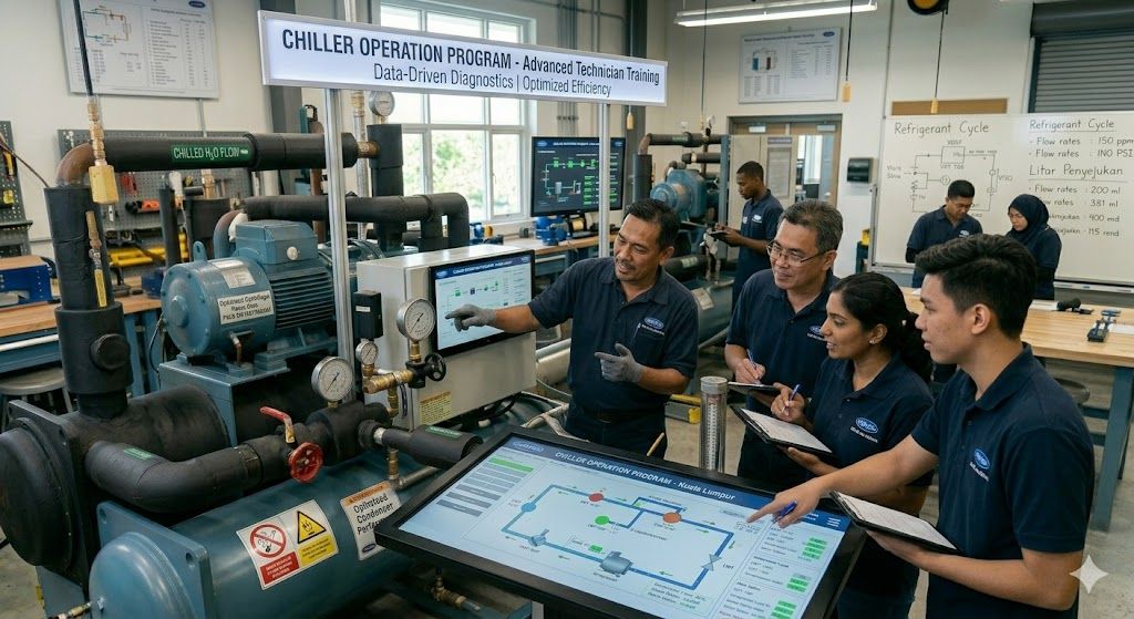 Chiller operation program for technicians