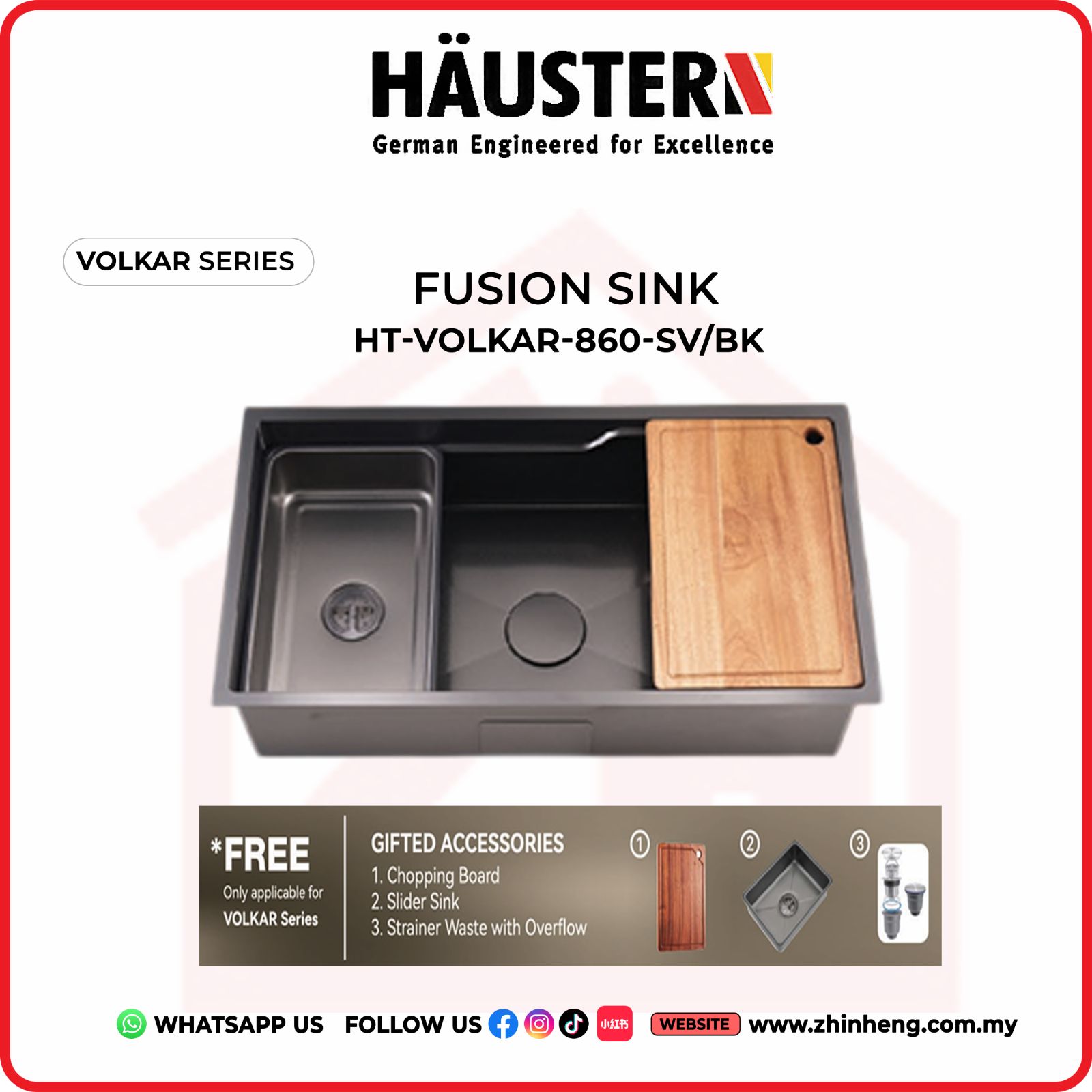 HAUSTERN VOLKAR KITCHEN SINK HT-VOLKAR-860-SV/BK