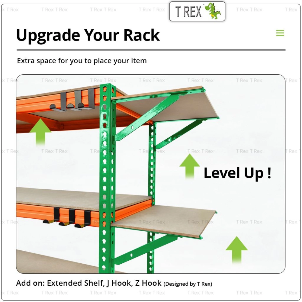 T Rex Warehouse 5 Tiers Boltless Storage Rack - Orange & Green