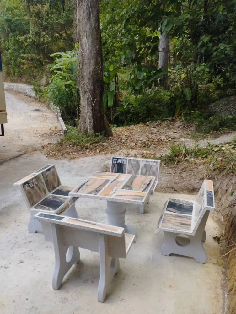 Marble Slab Stone Table And Bench | Outdoor Stone Concrete Table Bench | Kerusi Meja Batu Sesuai Untuk Tujuan Derma | KL | MBSP | Majlis Perbandaran | Kulim | Lunas | Sp