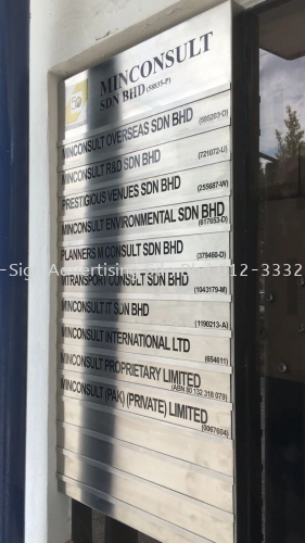 STAINLESS STEEL DIRECTORY SIGN (MINCONSULT GROUP, PJ, 2017)