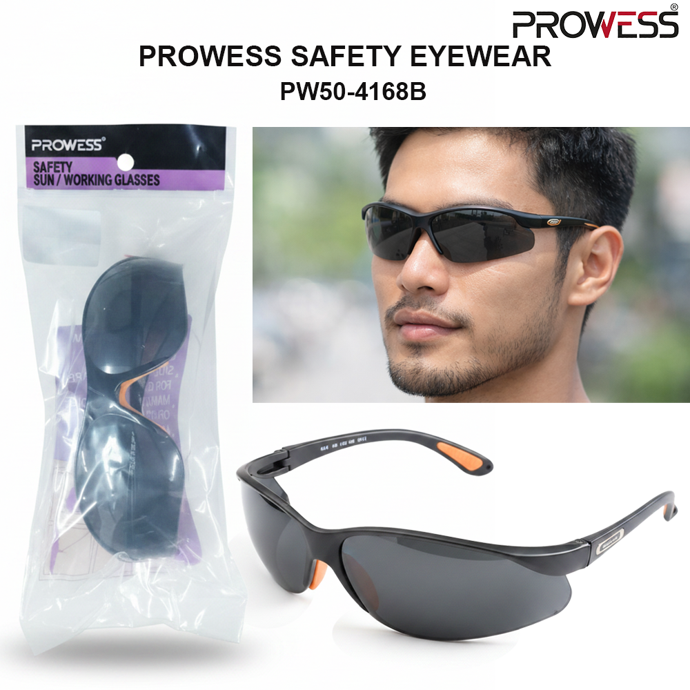 PROWESS SAFETY EYEWEAR | PROTECTIVE SAFETY GLASSES | LIGHTWEIGHT IMPACT-RESISTANT EYE PROTECTION ( PW50-4168B )