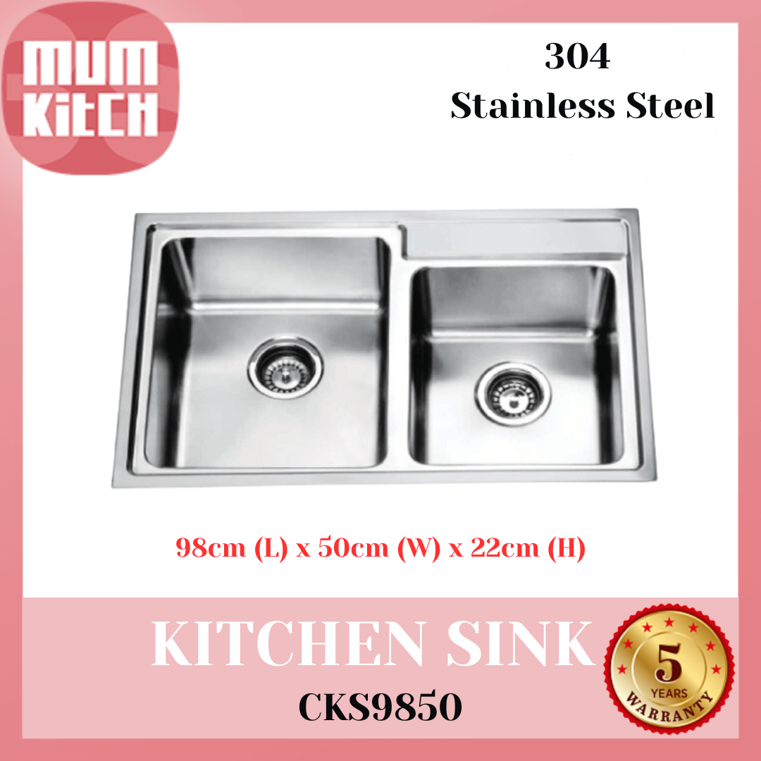 Cabana CKS9850 Kitchen Sink Double Big Bowl Topmount Stainless Steel