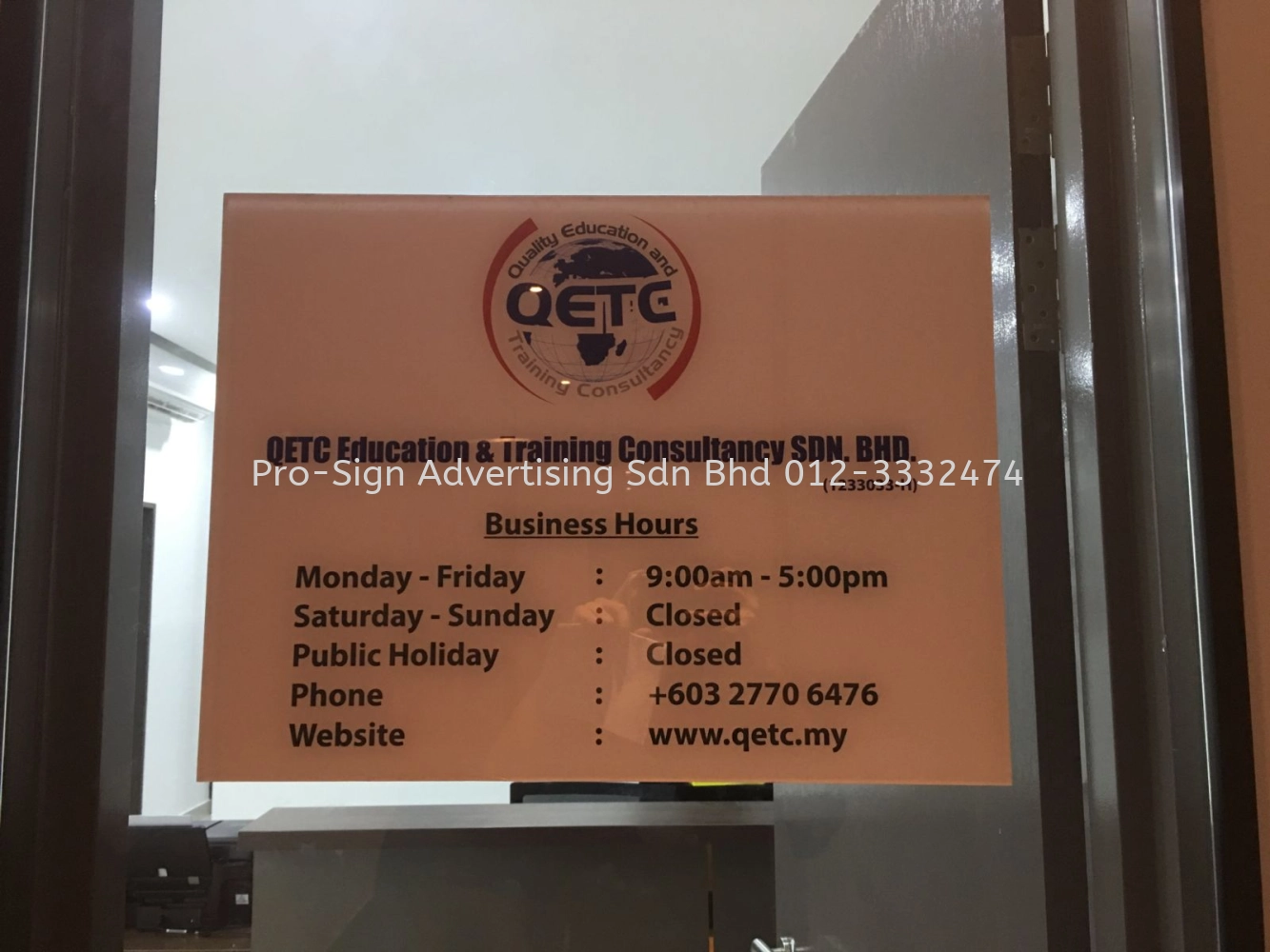 ACRYLIC SIGNAGE (QETC, KL, 2018)