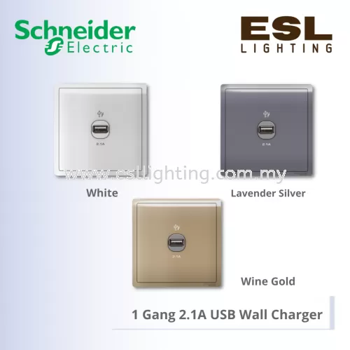 SCHNEIDER Pieno 1 Gang 2.1A USB Wall Charger - E8231USB_WE_G11 E8231USB_LS_G11 E8231USB_WG_G11