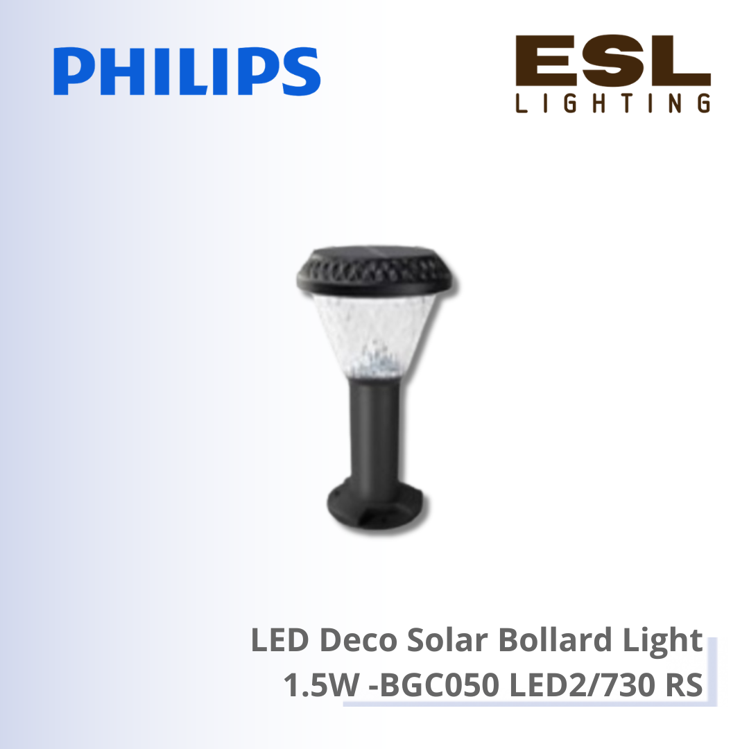 Philips LED Deco Solar Bollard Light 1.5W - BGC050 LED2/730 RS IP65