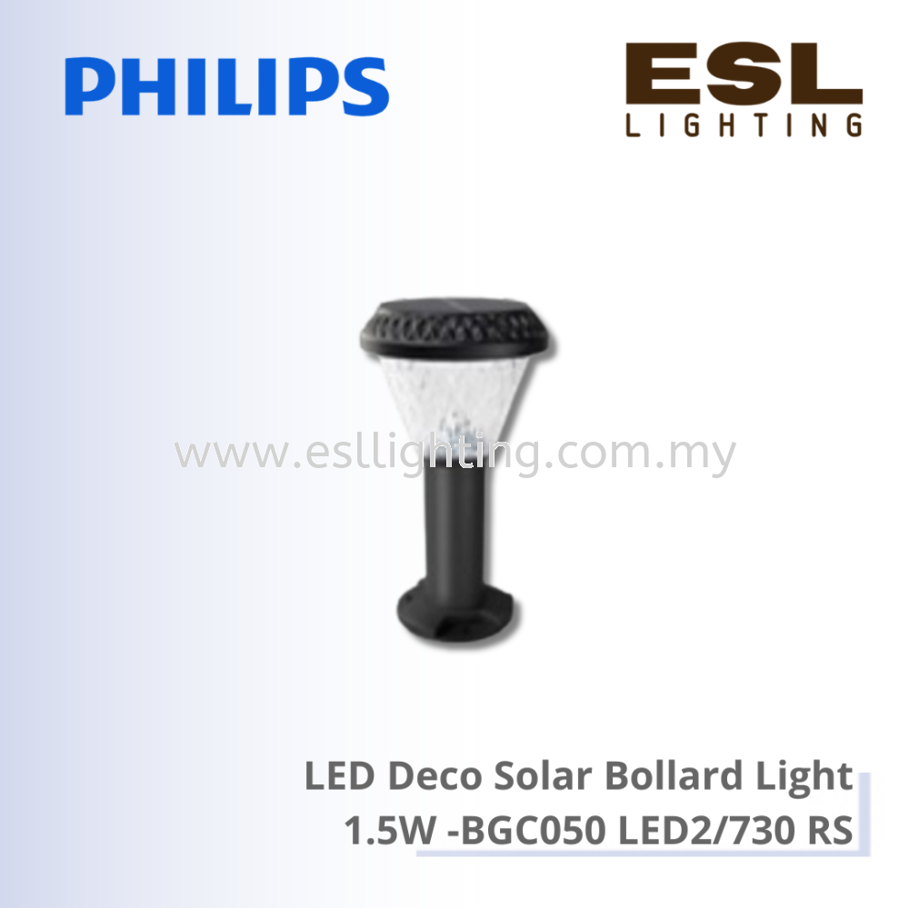Philips LED Deco Solar Bollard Light 1.5W - BGC050 LED2/730 RS IP65