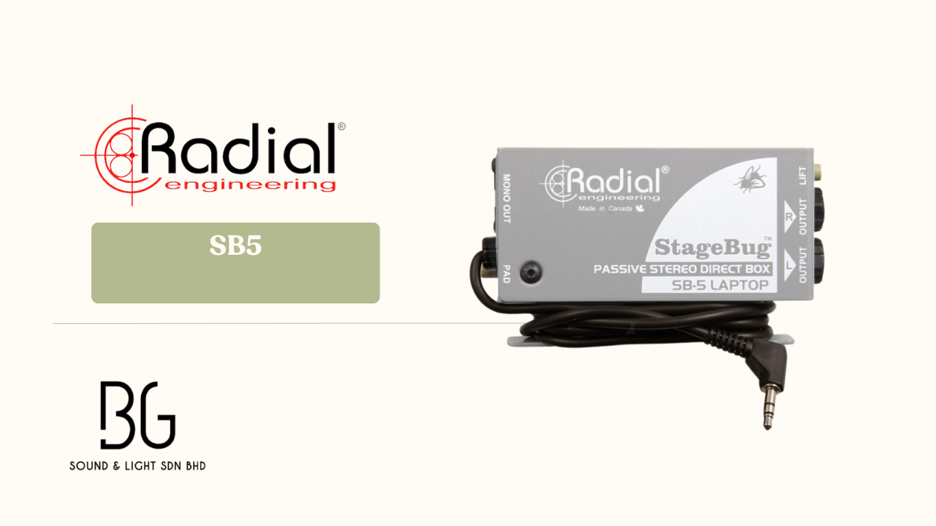Radial Engineering StageBug SB-5 紧凑型立体声笔记本电脑 DI 直插盒｜电脑、手机与多媒体播放器专用
