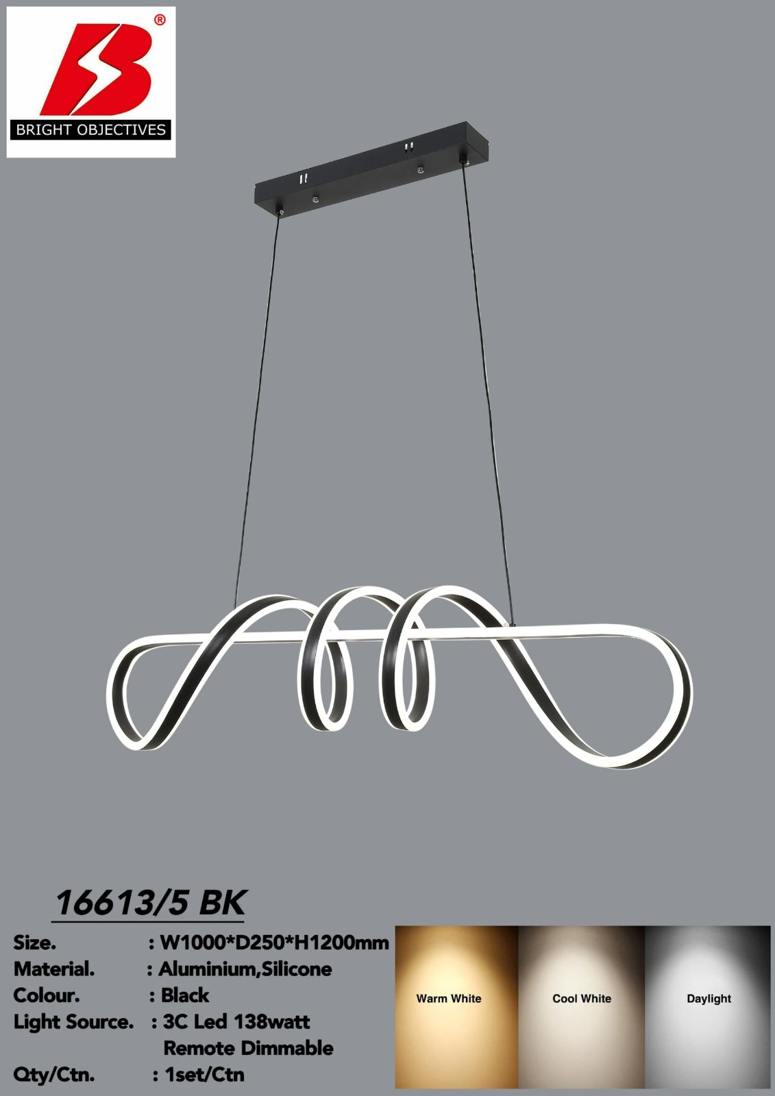 Modern Designer Pendant Lamp with 3 Colors - 16613
