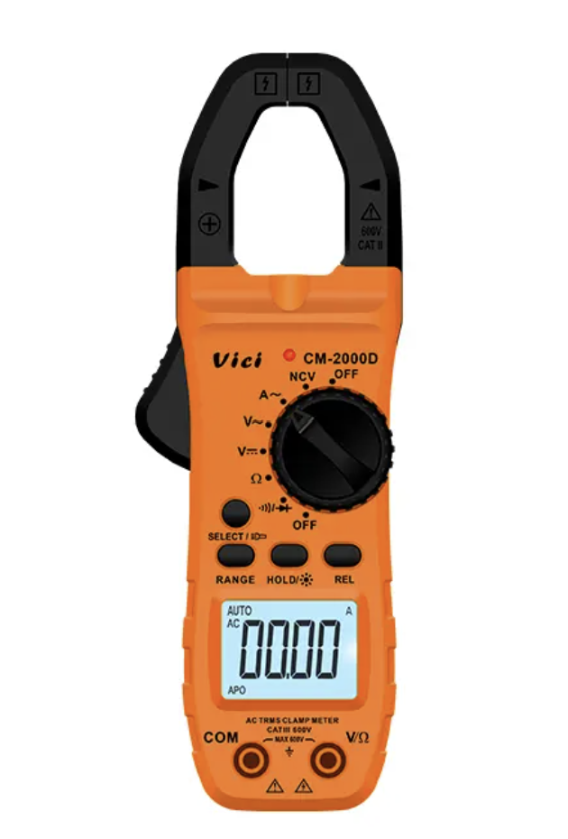 Vici CM-2000D 28mm clamp open, 400A, True RMS, NCV, Backlight, Clamp lighting function.