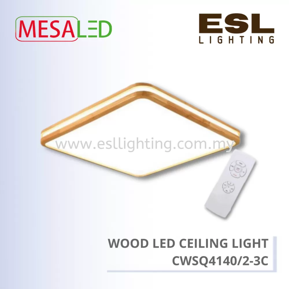 MESALED LED CEILING LIGHT SQUARE 3 COLOR LIGHT WOOD 27W x 2 - CWSQ4140/2-3C