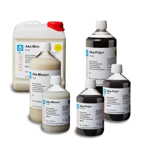 Akasel Polishing Consumables (Diamond Suspensions) Aka-Poly+ and Aka-Mono+ Series