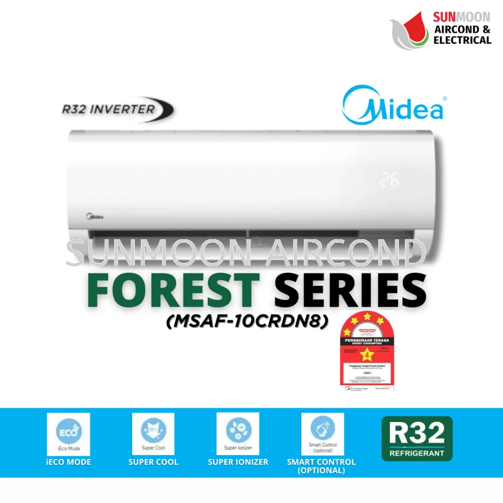 BEST SELLER MIDEA FOREST AIR CONDITIONER 1.0HP R32 INVERTER (MSAF-10CRDN8) - EFFICIENT COOLING FOR SUBANG JAYA, KELANA JAYA, SELANGOR