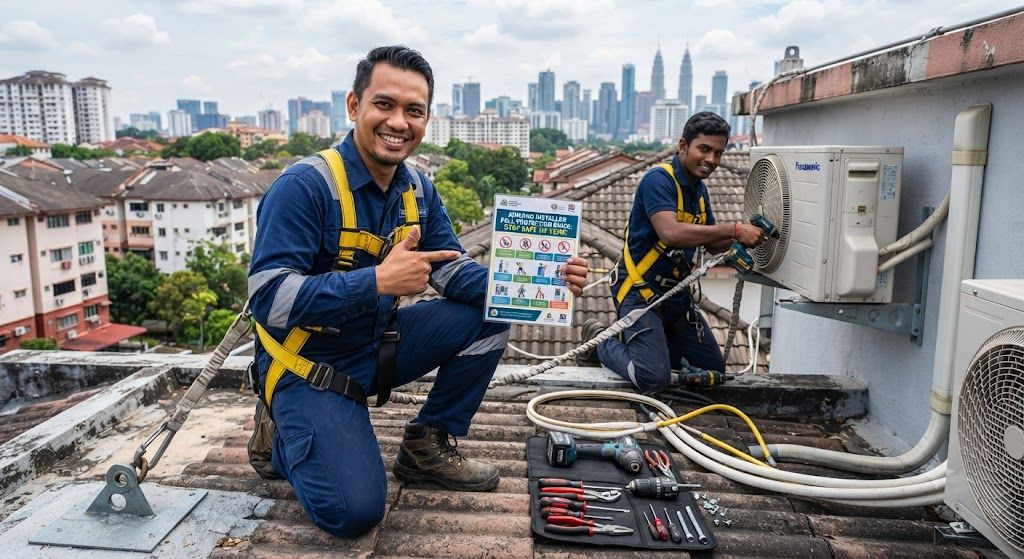 safe air conditioning installation practices at height