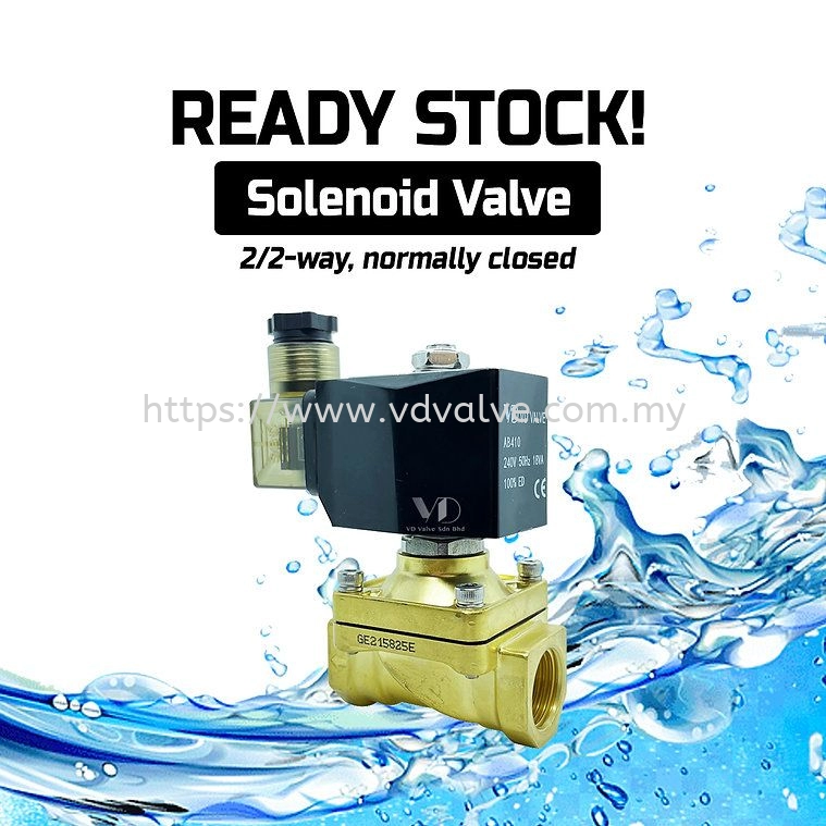 VD 2/2-Way Brass Solenoid Valve Normally Closed 10Bar - Available in Multiple Sizes and Voltages