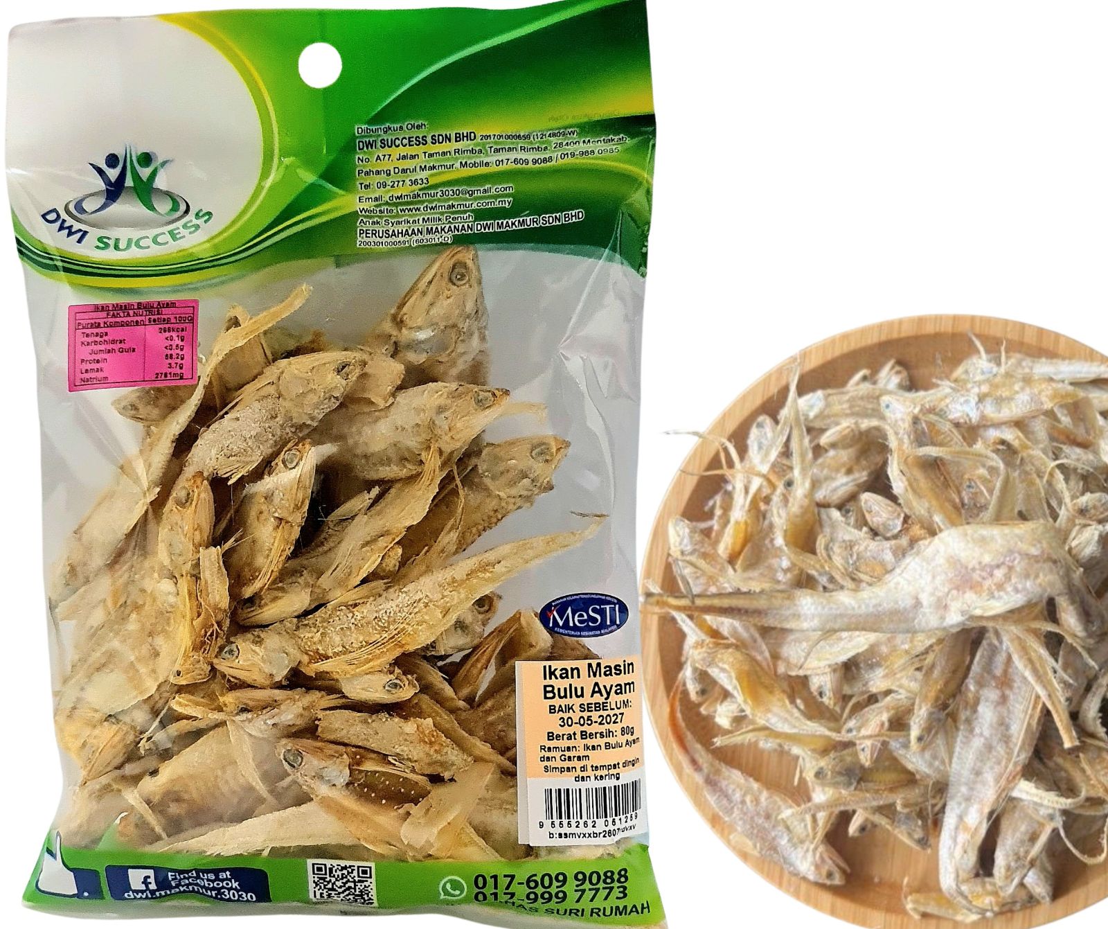 Ikan Masin Bulu Ayam Tawar 80G RM 5.50 X 5 Units C.Dwi Success