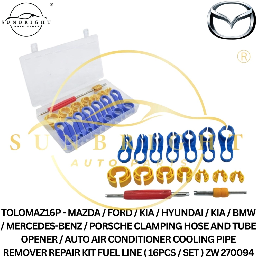 TOLOMAZ16P - MAZDA / FORD / KIA / HYUNDAI / KIA / BMW / MERCEDES-BENZ / PORSCHE CLAMPING HOSE AND TUBE OPENER / AUTO AIR CONDITIONER COOLING PIPE REMOVER REPAIR KIT FUEL LINE ( 16PCS / SET ) ZW 270094