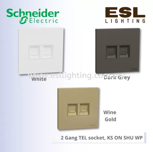 SCHNEIDER AvatarOn C 2 Gang TEL socket, keystone on shuttered wallplate - E8732RJS4_WE E8732RJS4_WG E8732RJS4_DG