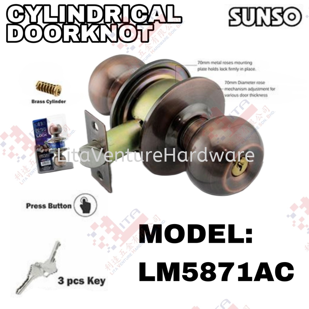 SUNSO BRAND CYLINDRICAL DOORKNOT - LM5871AC