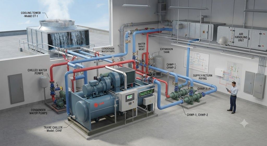 Water-cooled chiller system design