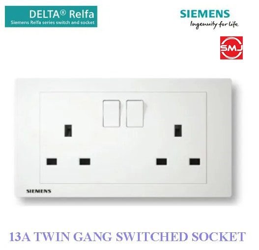 Siemens 13A Twin Gang Switched Socket c/w Indicator