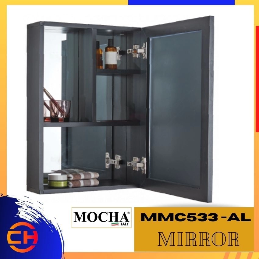 MOCHA MMC533-AL Stainless Steel Mirror Cabinet (Black Matte Finish)