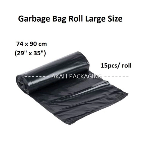 Garbage Bag Roll L Size Black 74x90cm/ 29x35 Inch