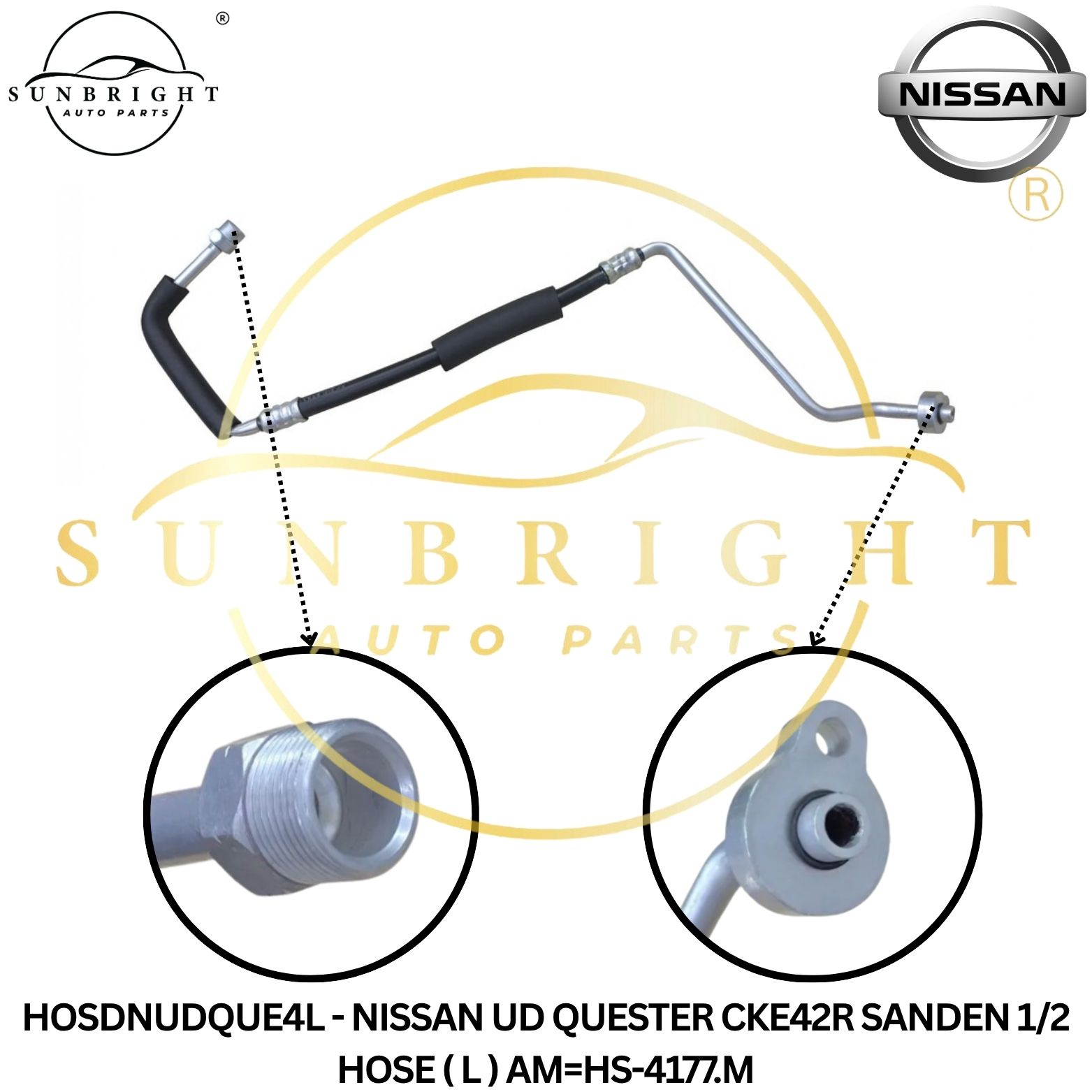 HOSDNUDQUE4L - NISSAN UD QUESTER CKE42R SANDEN 1/2 HOSE ( L ) AM=HS-4177.M