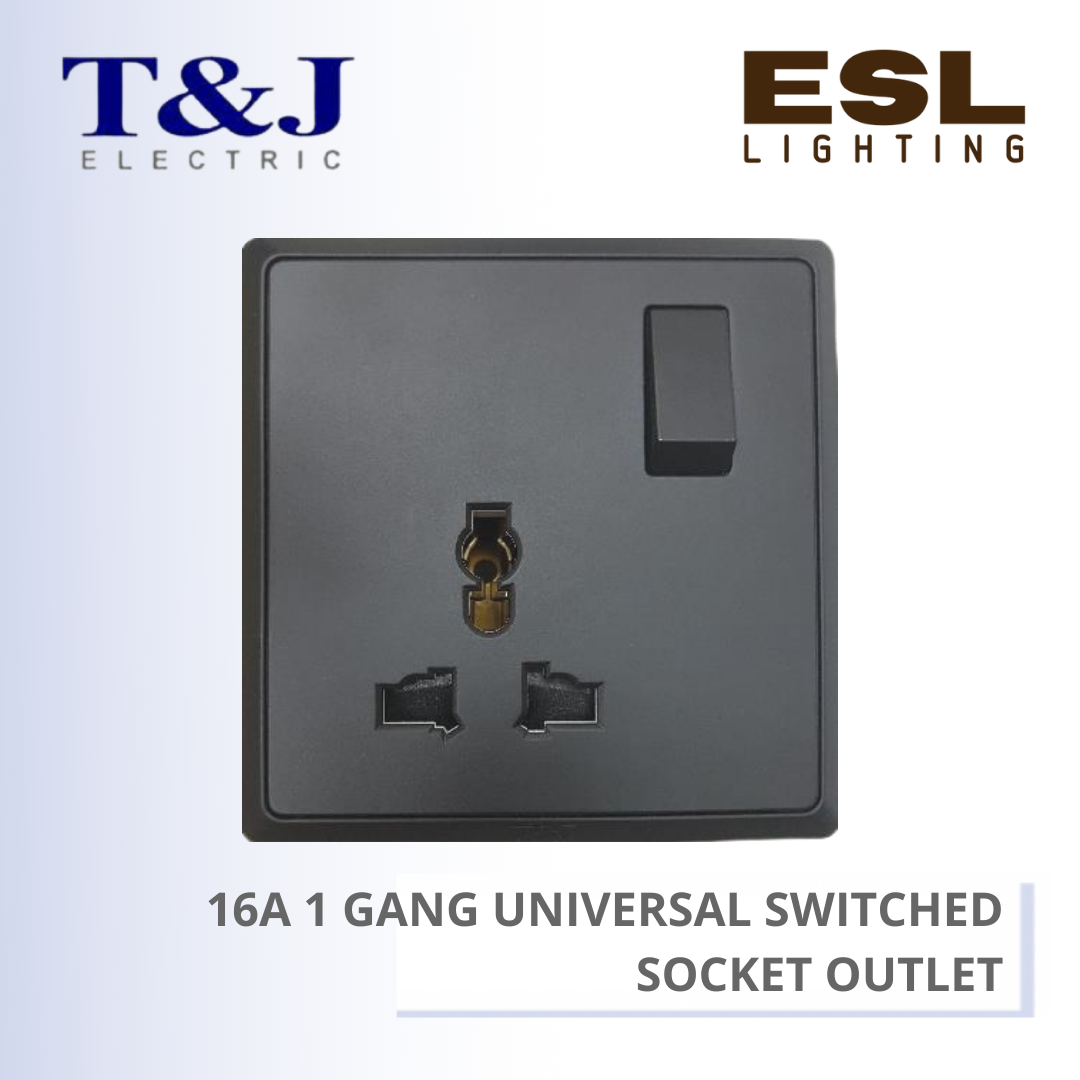 T&J SWITCHES INFINIT SERIES 16A 1 GANG UNIVERSAL SWITCHED SOCKET OUTLET - HC8318S HC8318SSBL HC8318S-MSB HC8318S-PS7 HC8318S-TST 